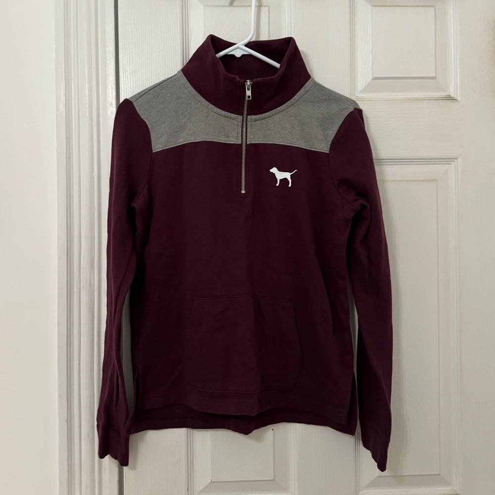 Pink quarter zip sweatshirt